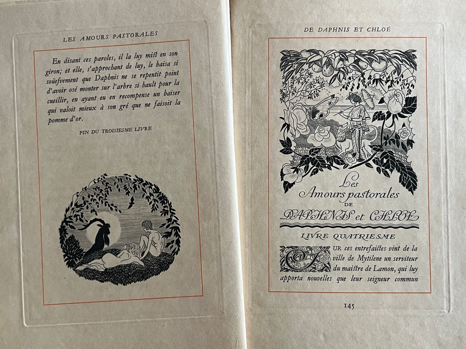 Les Amours pastorales de Daphnis et Chloé - Longus - 1930 | Édition de grand luxe tirée à seulement 340 exemplaires numérotés, imprimée avec un soin extrême par les meilleurs artisans parisiens entre 1930 et 1931 | Aufildeslivres.fr