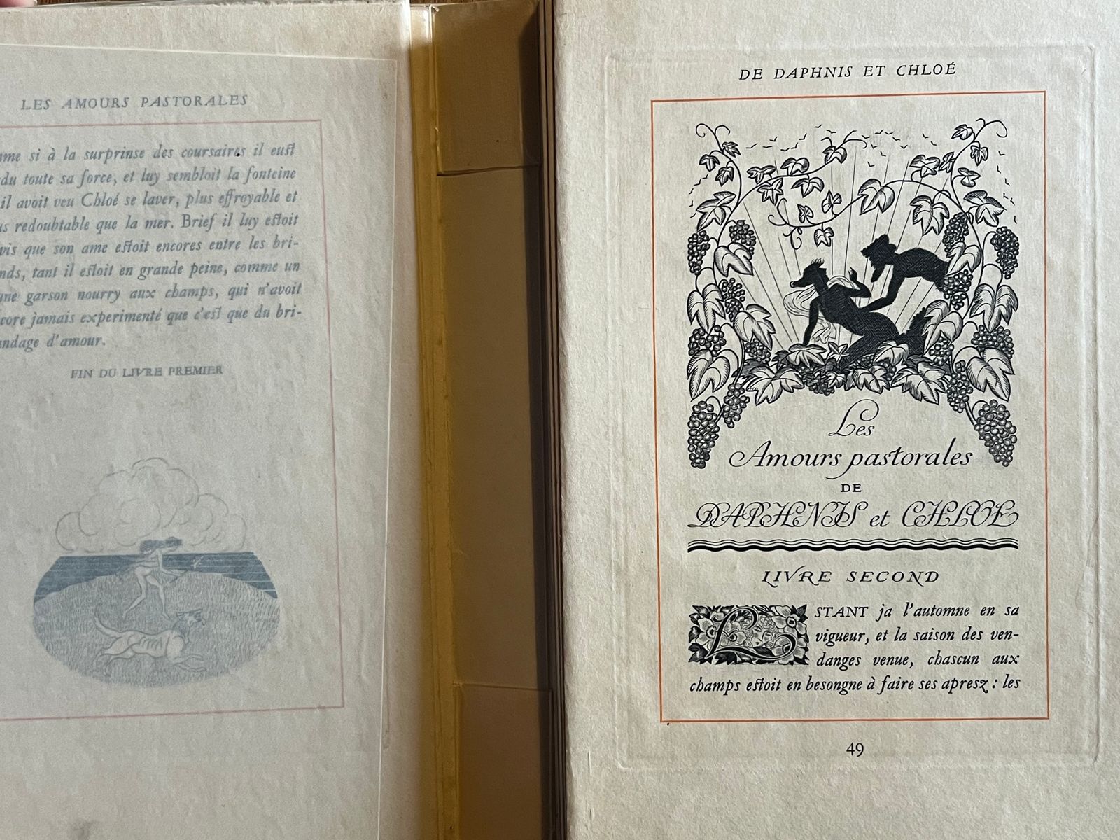 Les Amours pastorales de Daphnis et Chloé - Longus - 1930 | 52 planches hors texte gravées au burin par Sylvain Sauvage, maître illustrateur de l'entre-deux-guerres, dans une qualité d'impression exceptionnelle | Aufildeslivres.fr