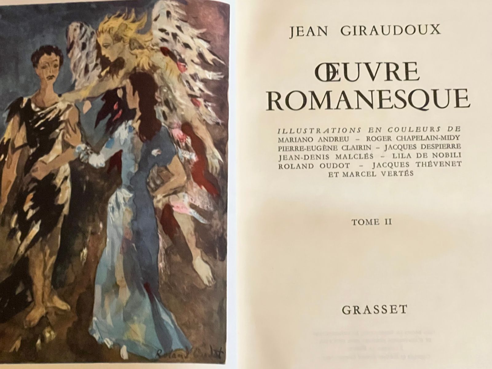 Oeuvre Romanesque - Jean Giraudoux - 1955 | Illustrations en couleurs par neuf artistes majeurs dont Marcel Vertès et Mariano Andreu, collaboration artistique exceptionnelle | Aufildeslivres.fr