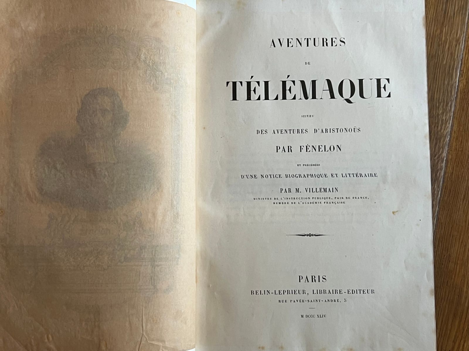 Aventures de Télémaque - François Fénelon - 1844 | Exemplaire représentatif de l'édition romantique parisienne des années 1840, période charnière dans l'histoire de l'édition française | Aufildeslivres.fr